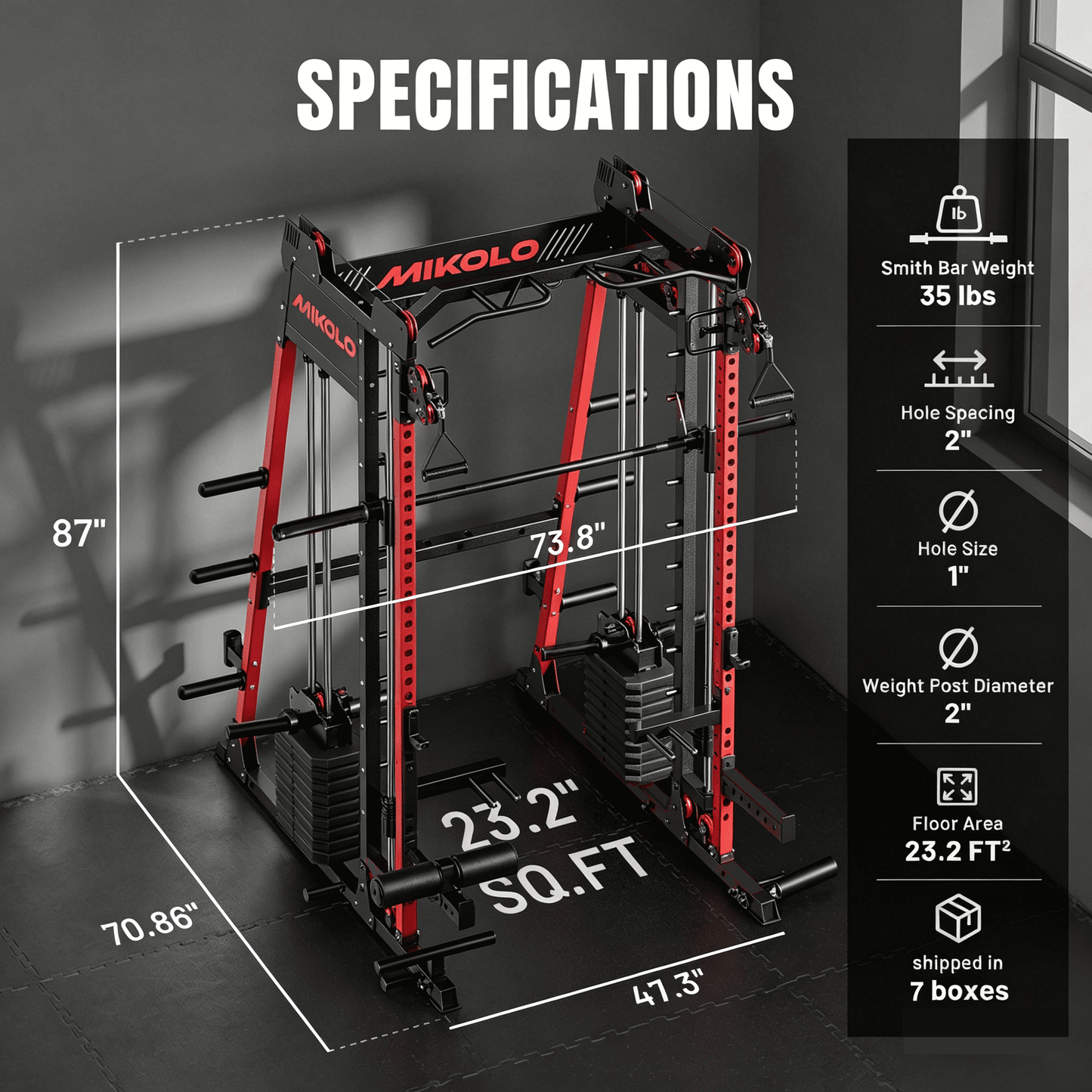 M11 Elite Smith Machine Home Gym, 2200LBS Power Rack with Cable Crossover, Functional Trainer with Dual 130 Weight Stacks, for Full Body Strength Training