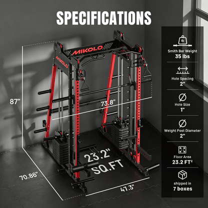 M11 Elite Smith Machine Home Gym, 2200LBS Power Rack with Cable Crossover, Functional Trainer with Dual 130 Weight Stacks, for Full Body Strength Training