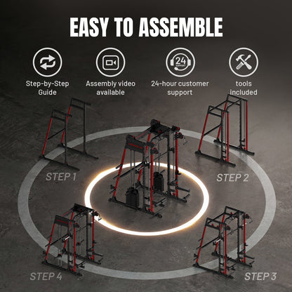 M11 Elite Smith Machine Home Gym, 2200LBS Power Rack with Cable Crossover, Functional Trainer with Dual 130 Weight Stacks, for Full Body Strength Training