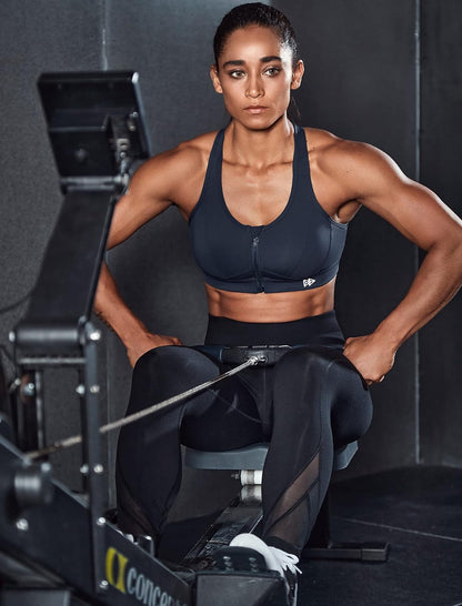 Zip Front Sports Bra - High Impact Sports Bras for Women plus Size Workout Fitness Running