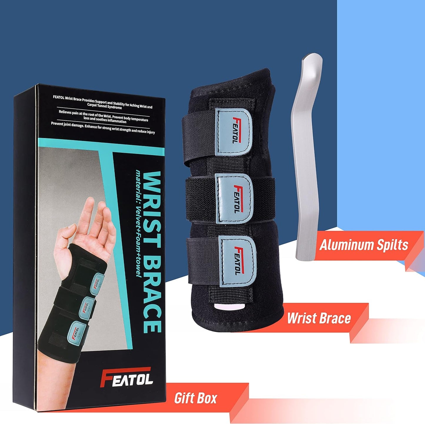 Wrist Brace Hand Brace, Carpal Tunnel Wrist Splint Night Support for Women Men, Pain Relief Support -Tendonitis, Arthritis, Sprain, Right Hand, Small/Medium