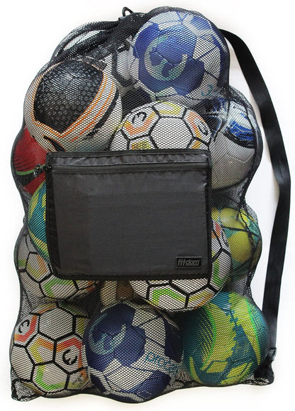 Extra Large Heavy Duty Mesh Bag. Best for Soccer Ball, Water Sports, Beach Cloth, Swimming Gears. Adjustable Shoulder Strap. Secure Side Pocket