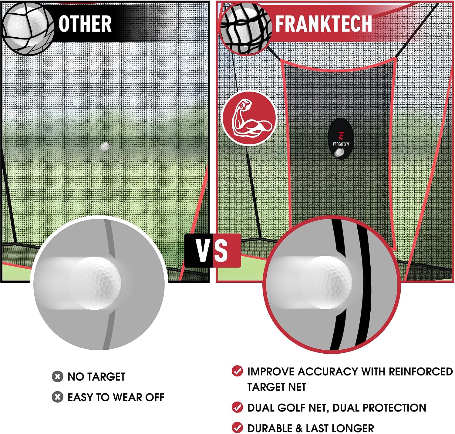 Golf Practice Net - Heavy Duty Driving Range Net with High Impact Chipping Target, Include Carry Bag and Golf Balls for Indoor Outdoor