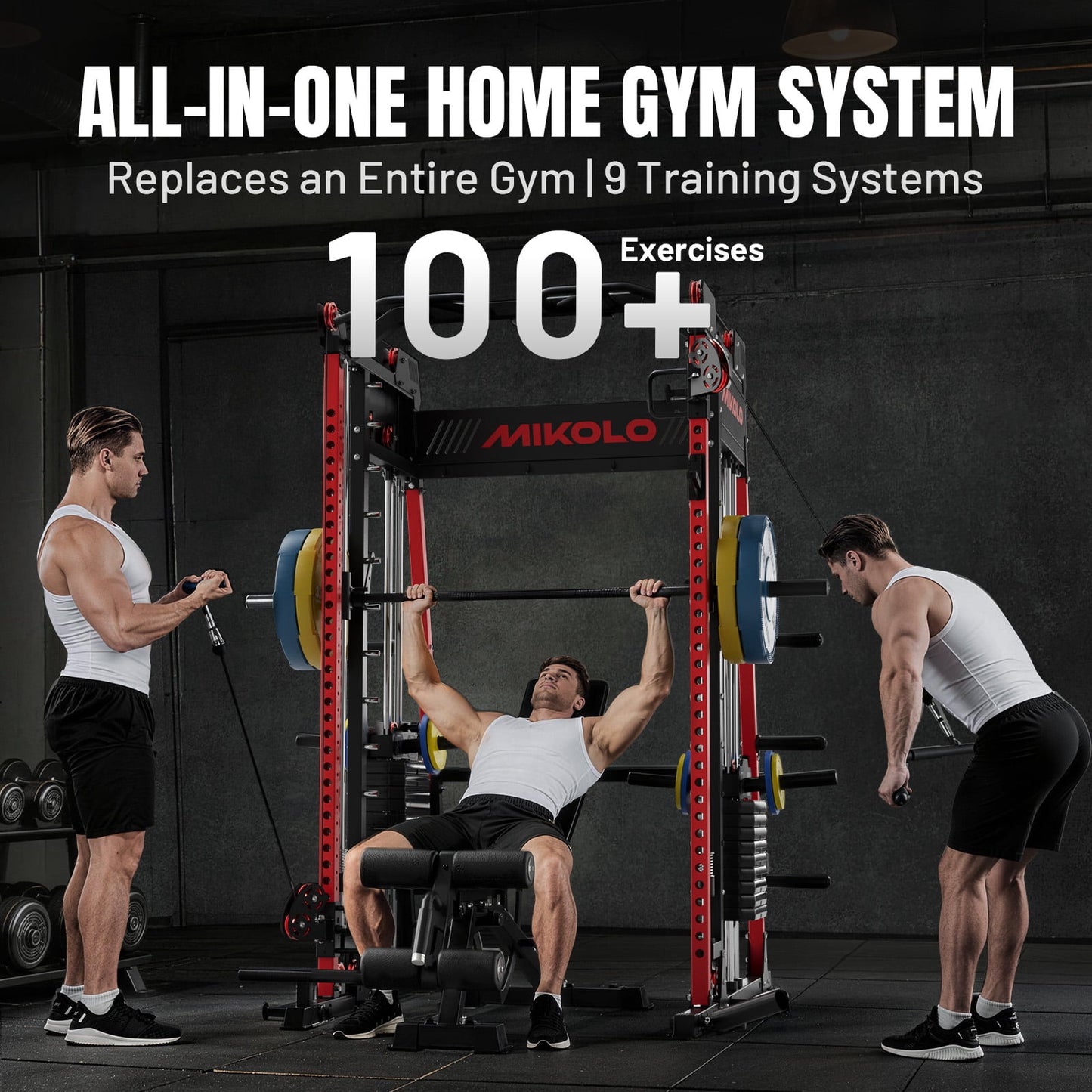 M11 Elite Smith Machine Home Gym, 2200LBS Power Rack with Cable Crossover, Functional Trainer with Dual 130 Weight Stacks, for Full Body Strength Training