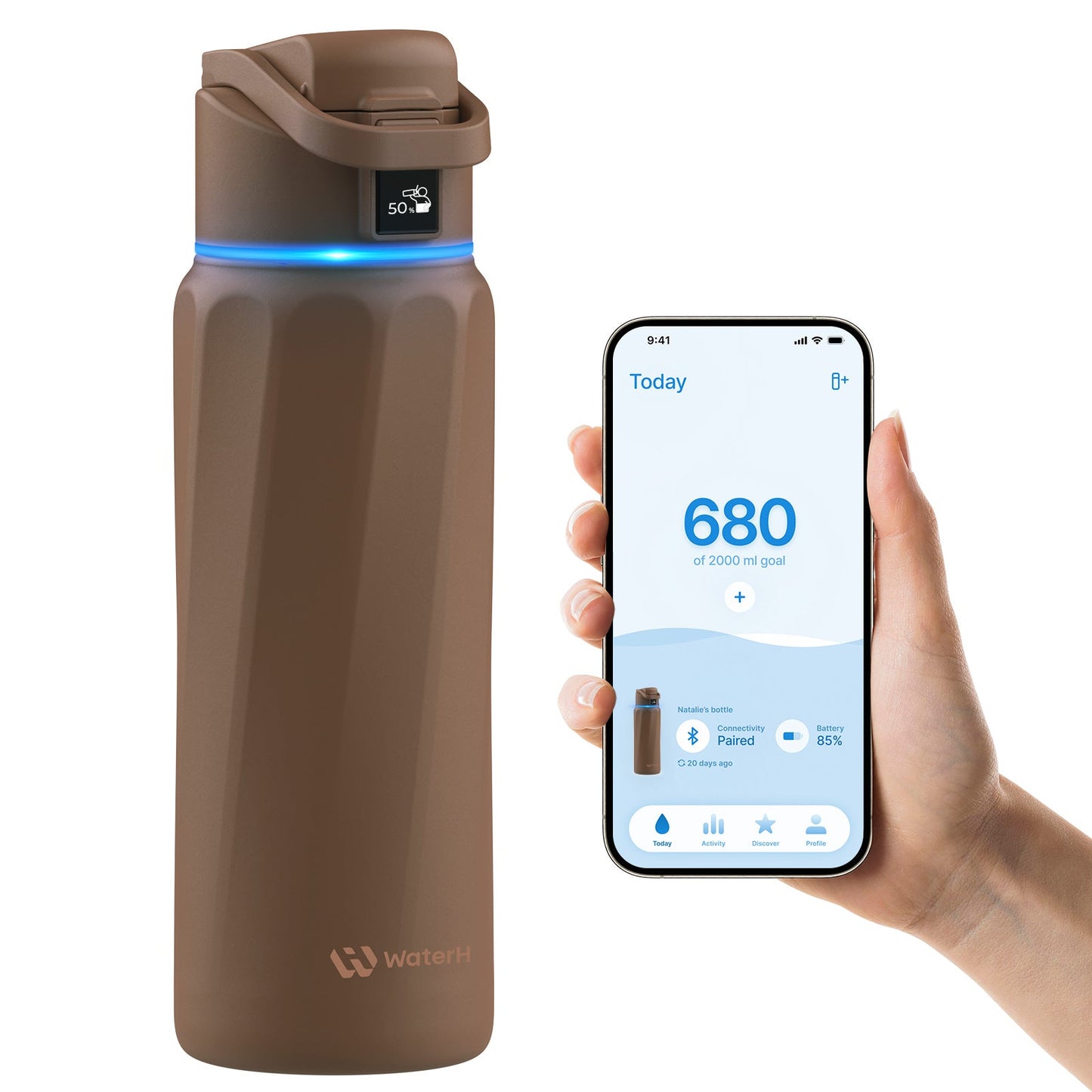 Waterh Boost Smart Water Bottle: 32 Oz Hydration Tracker with APP & Insulation