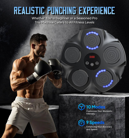 Adult Music Boxing Machine with Boxing Gloves, Oversize Wall Mounted Smart Bluetooth Music Boxing Trainer, Electronic Boxing Target Workout Punching Equipment for Home, Indoor and Gym
