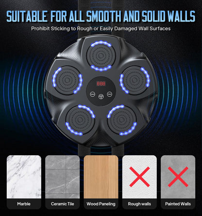 Adult Music Boxing Machine with Boxing Gloves, Oversize Wall Mounted Smart Bluetooth Music Boxing Trainer, Electronic Boxing Target Workout Punching Equipment for Home, Indoor and Gym
