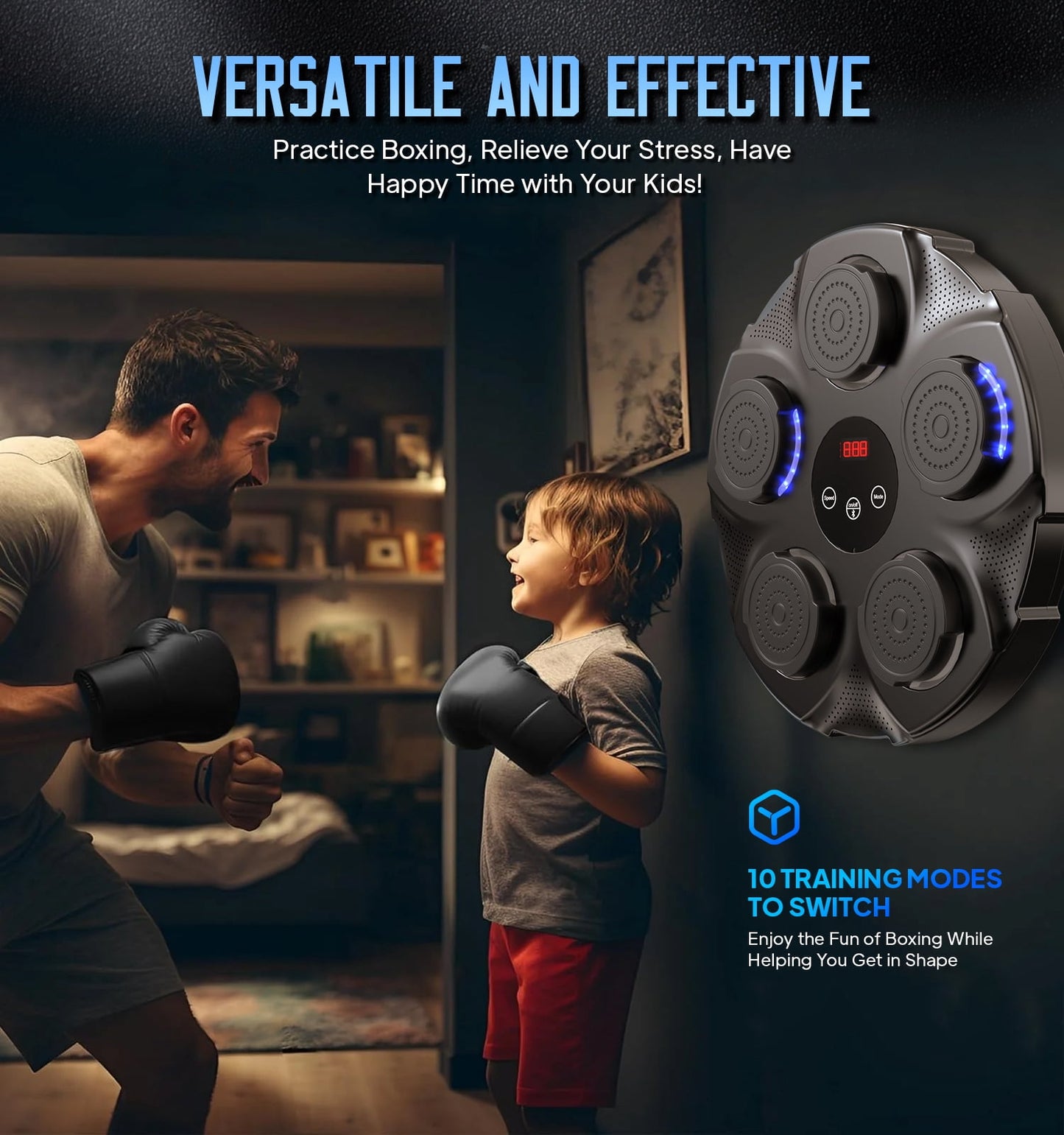Adult Music Boxing Machine with Boxing Gloves, Oversize Wall Mounted Smart Bluetooth Music Boxing Trainer, Electronic Boxing Target Workout Punching Equipment for Home, Indoor and Gym
